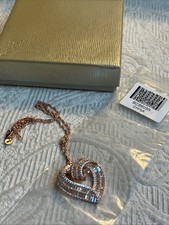 White Cubic Zirconia 18K Rose Gold Over 925 Heart Pendant w 18 Chain JH9