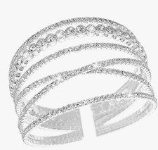 Suyi Rhinestone Bracelet for Women Silver Multilayer Cuff Bracelet Silver 3