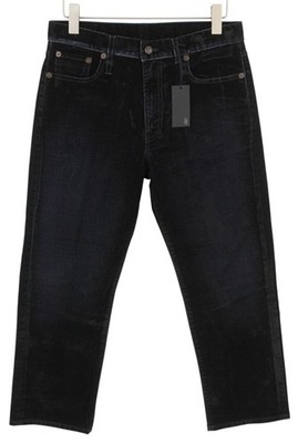 R13 Romeo Damen Hose 29 Beflockt Schwarz Samt Gekürzt Knöchel Gerade Zip Fly