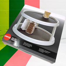 NEW Copco 12" 2 Tier Lazy Susan Turntable Non-Skid Pantry Organizer White Gray