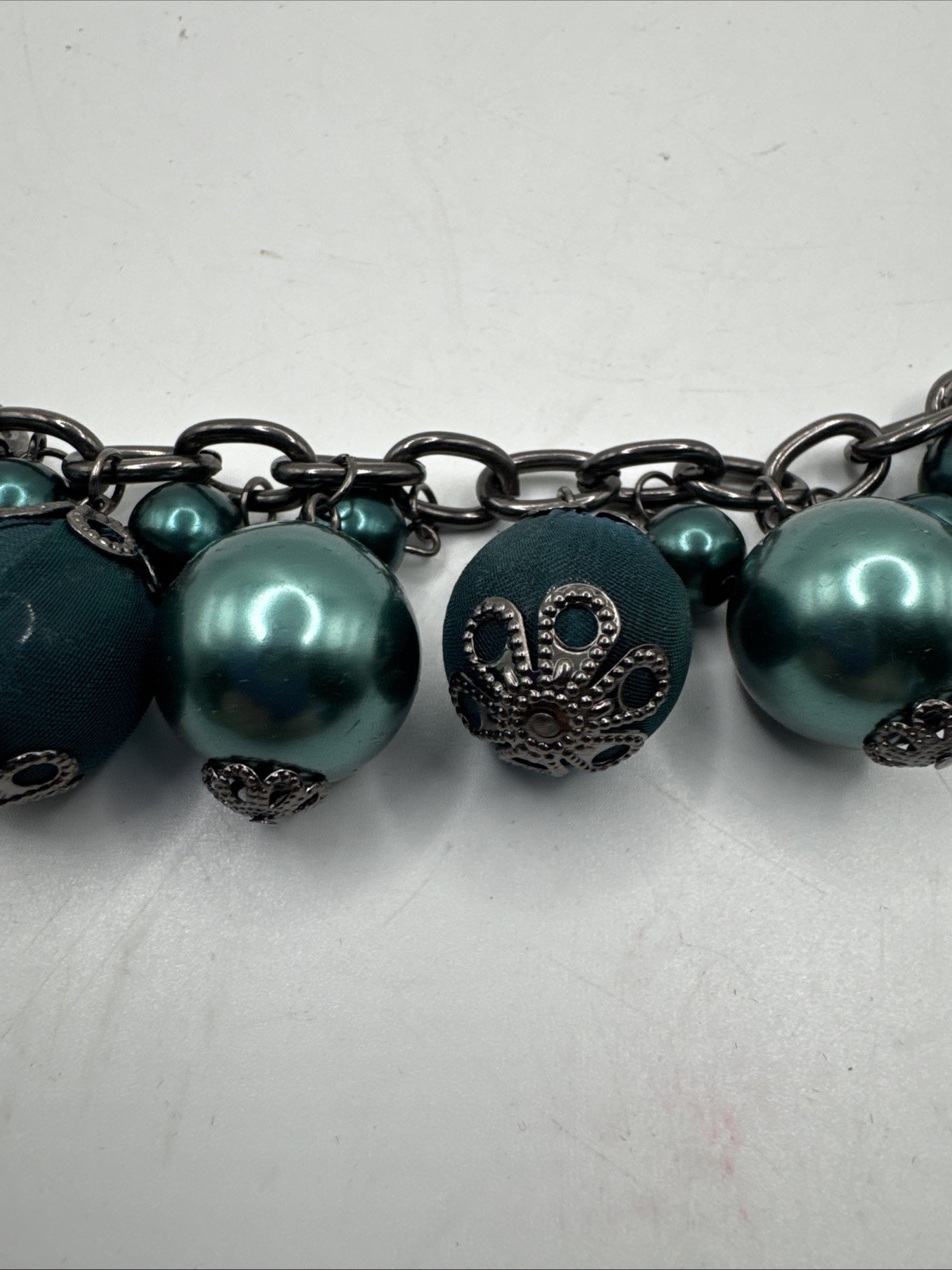 Statement Bubble Necklace Blue Green Turquoise Ch… - image 5