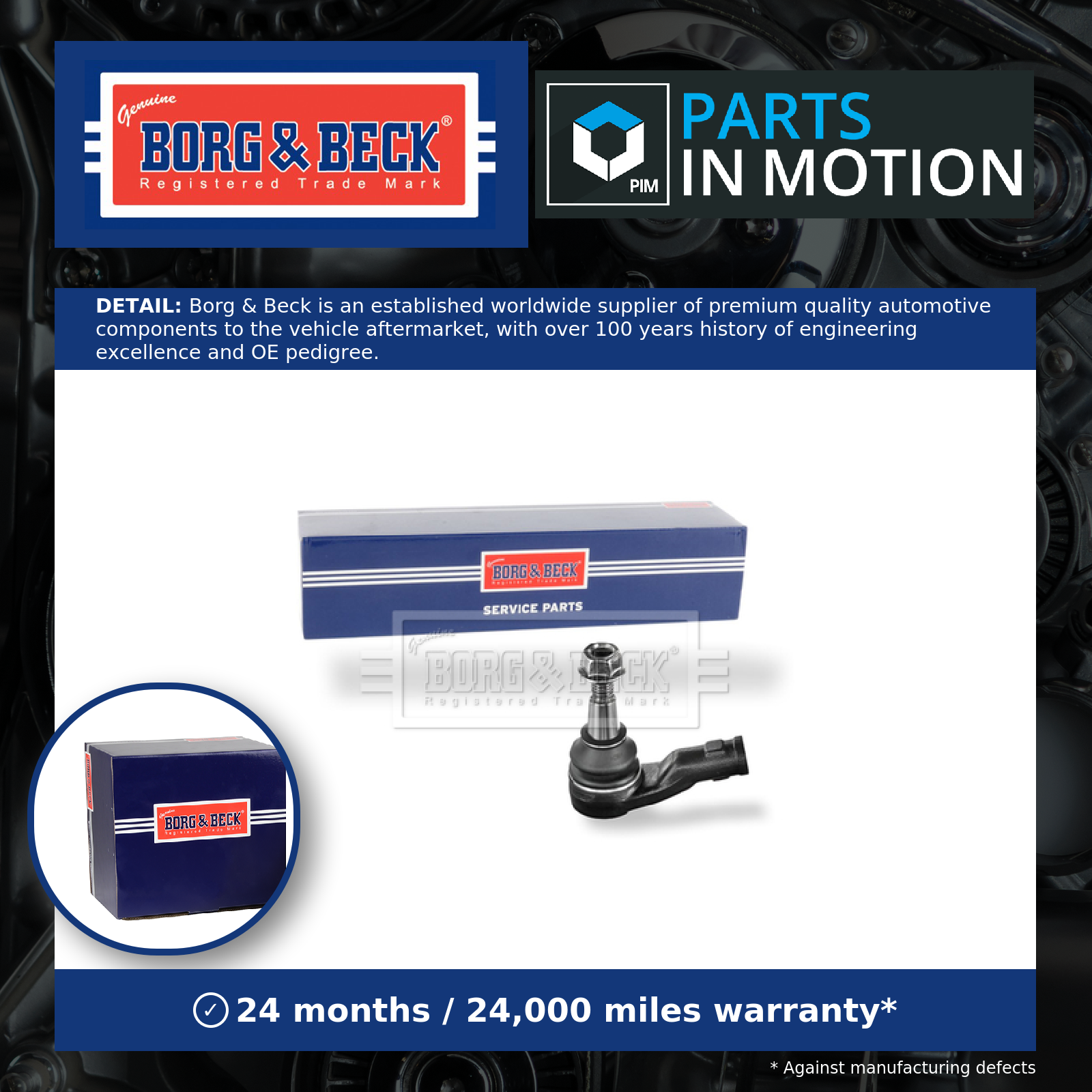 Tie / Track Rod End BTR5702 Borg & Beck Joint LR010672 QJB500080 Quality New