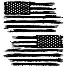 Set of 2 Distressed American Flag Decals Car Window Stickers Veteran USA