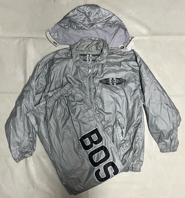 VINTAGE BOSS HI TECH STYLE JACKET PANTS TRACK SUIT SIZE XL SILVER RAP HIP HOP