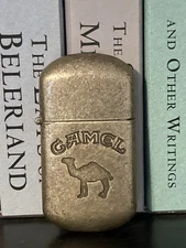 Vtg 1990s Camel Promo Pewter Flip Top Cigarette Lighter Damaged Hinge