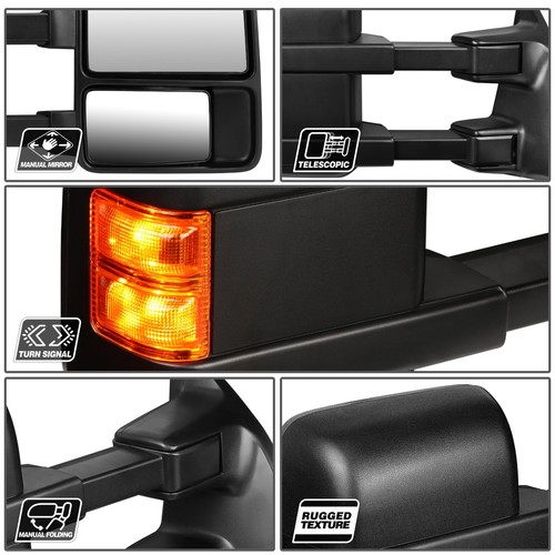 ESPEJO RETROVISOR DE REMOLQUE SEÑAL LED ÁMBAR MANUAL DERECHO + PARA FORD F250 SUPER DUTY 2008-2016 - Imagen 2 de 7