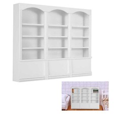 (White)Display Cabinet Storage Doll House Shelf Bookcase Mini