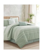 Cotton Comforter Set California King, Gorgeous Geometric Jacquard, Sage Soft ...