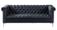 Schwarz Dreisitzer Chesterfield Modern Design Couchen Leder Sofa Designer MöBel
