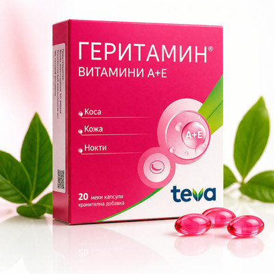 GERITAMIN Teva Vitamin A + E | 20 Soft Caps | Haut Haare Nägel Unterstützung Ergänzung