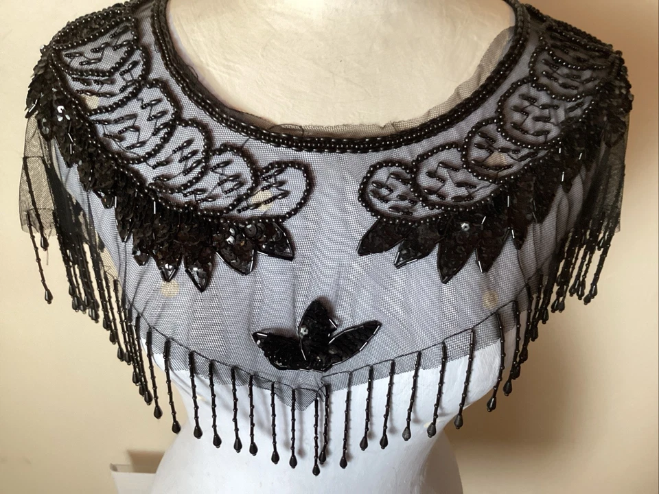 Vintage Infinity Shoulder Scarf beaded evening... - Image 2 of 4