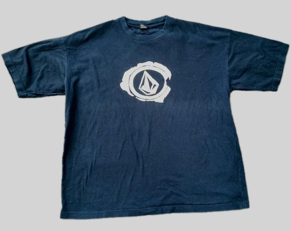 Volcom T-Shirt Vintage Navy Y2K 90s Skate Tee Circle Stone Logo Front Back Print - Image 4 of 4