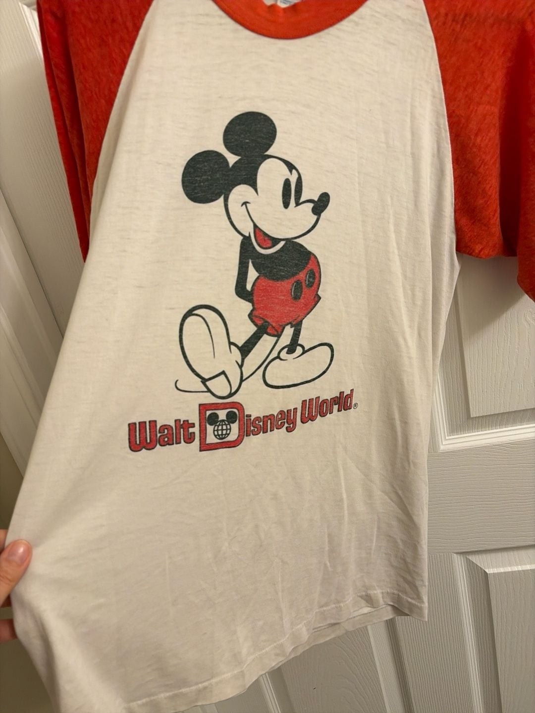 Vintage 70s 80s Mickey Mouse Walt Disney World Raglan Baseball T-Shirt