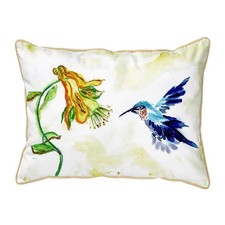 Betsy Drake SN824 11 x 14 in. Hummingbird  Yellow Flower Small Pillow