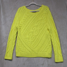 Polo Ralph Lauren Yellow Fisherman Cable Knit Sweater Vintage 90s Old Womens L