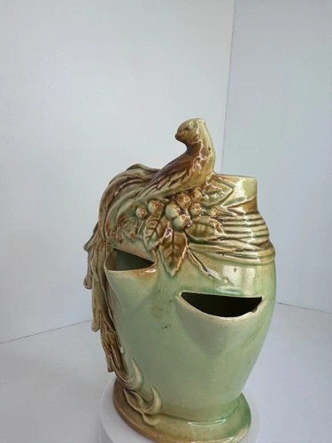 Vintage McCoy Bird Of Paradise Peacock Strawberry Vine Vase