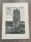 1881 print - the standing stone of eday  ( orkney islands)