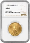 1992 $25 1/2 oz Gold American Eagle NGC MS69 Gem Uncirculated Coin