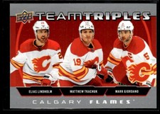 2021-22 Upper Deck Team Triples Elias Lindholm / Matthew Tkachuk / Mark Giordano