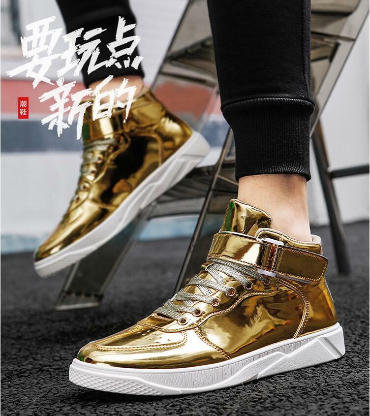 gold colored tennis shoes