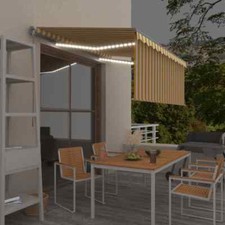 Image of Manual Retractable Awning with Blind & LED 3.5x2.5m Yellow & White vidaXL