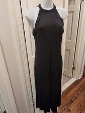RALPH LAUREN Long Dress Classic halter style Black Rayon Stretch M MEDIUM