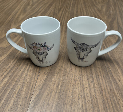 American Atelier Southwest Cow Skull HIS & HERS Mug Set of 2 | eBay