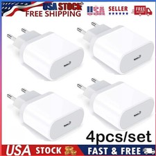 4PACK Fast Charging USB C Wall Charger for iPhone European Travel Plug Power