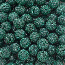 100pcs 10mm Rhinestone Beads Emerald Green Crystal Pave Clay Disco Ball Beads