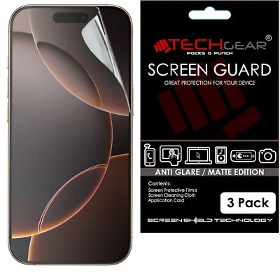 3 Pack TECHGEAR MATTE ANTI GLARE Screen Protectors for iPhone 16 Pro Max 6.9"