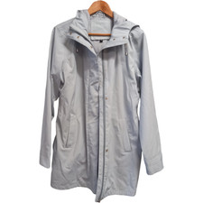 Ilse Jacobsen Light Powder Blue Womens Raincoat Size 42 With Hood Uk 16