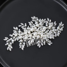 Pearl Fashion Wedding Hair Accessories Silver Color Crystal Headpiece Handmade H