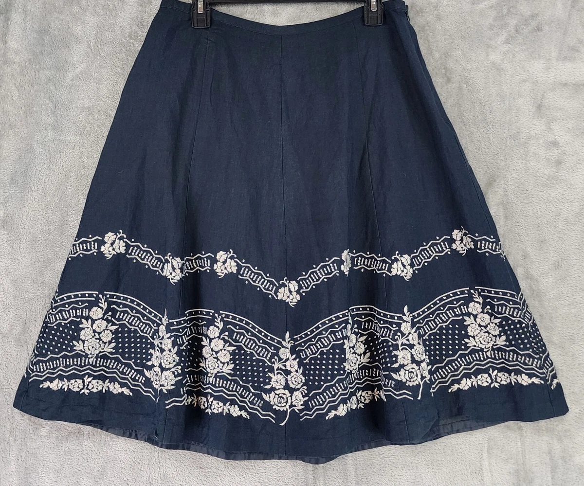 Buy LOV White Solid Linen-Blend A-Line Skirt from