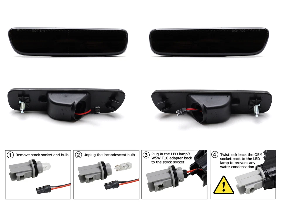 Smoked Lens Amber/Red Full LED Front/Rear Side Markers For Lexus 1999-2003 RX300 - image 2 of 4