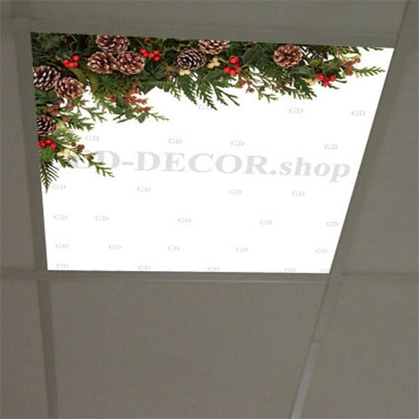 Décor diffusant imprimé angle sapin pignes ultra haute définition dalle led 60x60