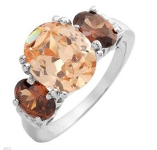 Cocktail 3 stone oval CZ  Sterling Silver .925 Ring SIZE: 7