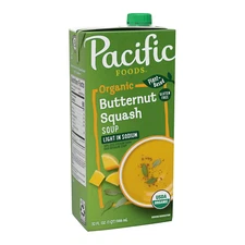 Organic Butternut Squash Soup, Plant Based Light Sodium Soup, 32 Oz Carton