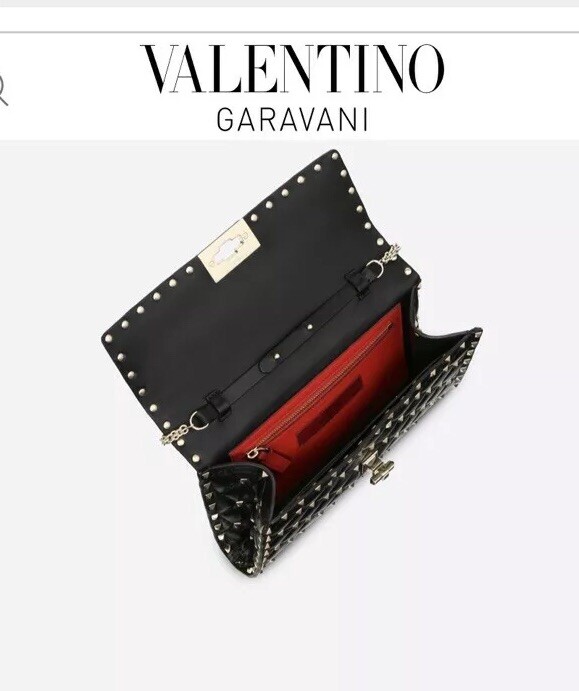 Authentic Valentino Rockstud Spike Black Crossbody Clutch | New | Italian Leather image 3