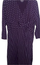Lands End Twist Front Dress Size XL Floral V-Neck Tea Cotton Purple Wrap SP £70