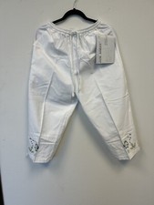 Jane Ashley Vintage Womens Two Piece Set Cropped Pants Top Size Medium White