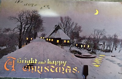 CHRISTMAS BRIGHT HAPPY EXQUISITE CA, 1900 HOLD TO LIGHT DIE CUT 0VER 48 CUT OUTS