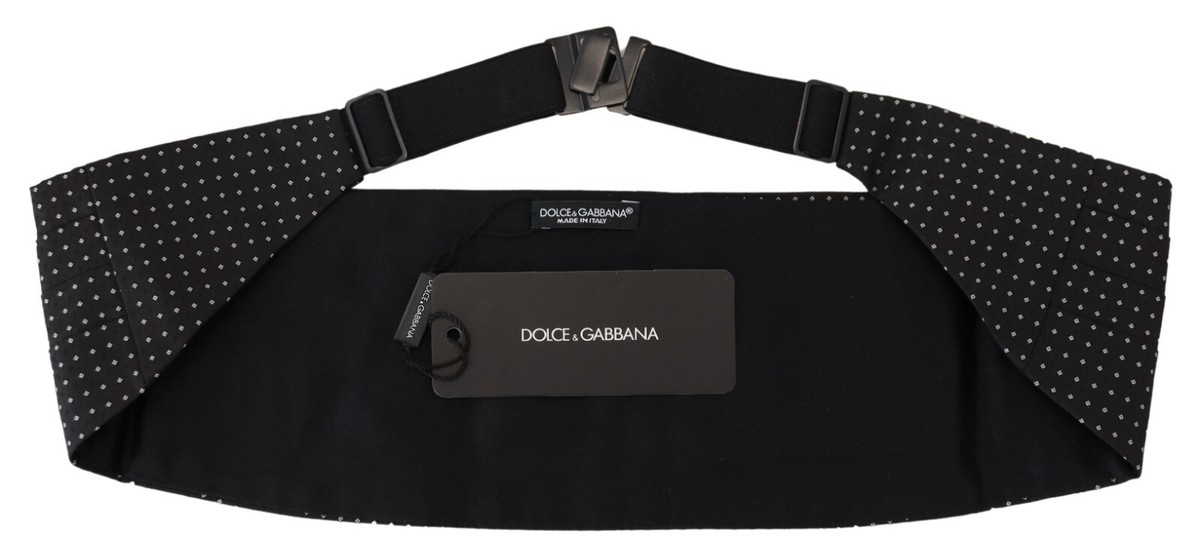 DOLCE & GABBANA ブラックヘッドバンド DOLCE & GABBANA Belt Cummerband Black Polka Dot Wide Waist