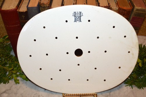 Antique English Ironstone Minton Oval Drainer For Meat Platter Monogram - Bild 2 von 8