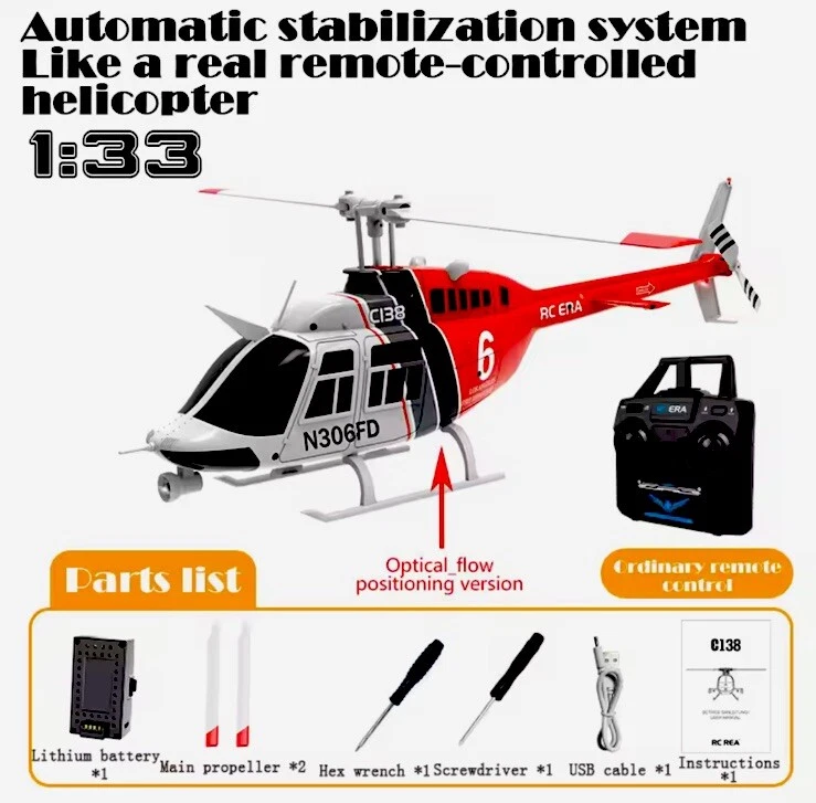 RC ERA C138 1:36 Simulation de télécommande RC Bell 206 hélicoptère  - Photo 3/4