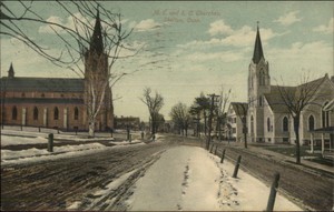 Shelton-CT-Churches-amp-Street-c1910-Postcard