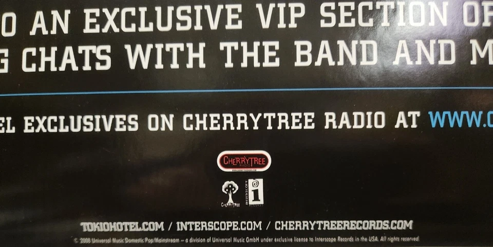 Póster promocional Tokio Hotel 2008 Scream impecable estado nuevo stock antiguo Foto 2 de 2