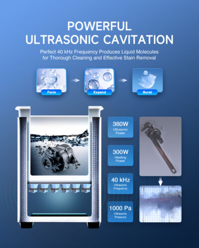 CREWORKS 15L Ultrasonic Cleaner Machine for Auto Part Retainer Jewelry Car Tool - Picture 3 of 9