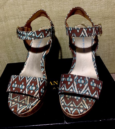 Christian Siriano Women Turquoise/ Brown Open Toes Wedge Sandals/ Size 7.5 - Picture 2 of 8