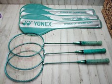 3 Yonex Badminton B-550 Rackets, Blue Steel Shaft Racquets