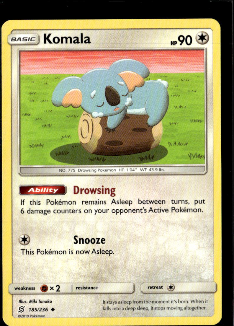 Pokemon Komala 185/236 Unified Minds Non Holo Uncommon 2 Card Lot